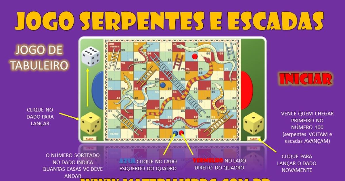 JOGO SERPENTES E ESCADAS - TABULEIRO INTERATIVO